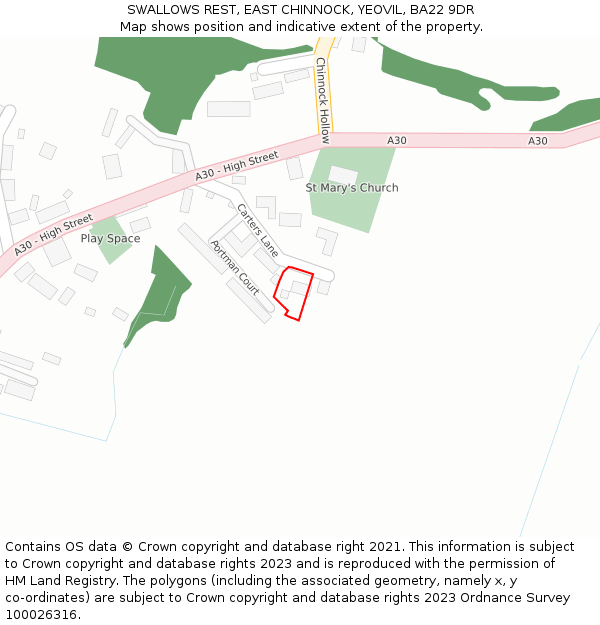 SWALLOWS REST, EAST CHINNOCK, YEOVIL, BA22 9DR: Location map and indicative extent of plot