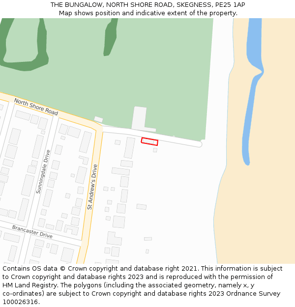 THE BUNGALOW, NORTH SHORE ROAD, SKEGNESS, PE25 1AP: Location map and indicative extent of plot