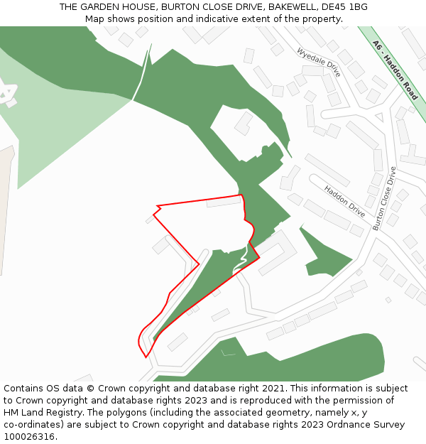 THE GARDEN HOUSE, BURTON CLOSE DRIVE, BAKEWELL, DE45 1BG: Location map and indicative extent of plot