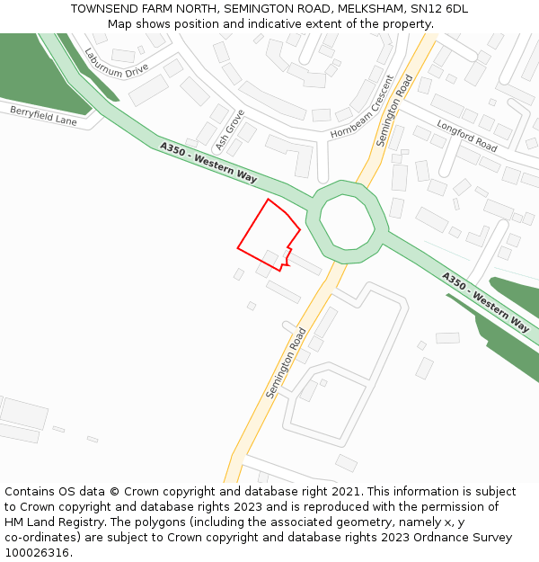TOWNSEND FARM NORTH, SEMINGTON ROAD, MELKSHAM, SN12 6DL: Location map and indicative extent of plot