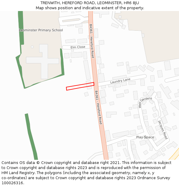 TRENWITH, HEREFORD ROAD, LEOMINSTER, HR6 8JU: Location map and indicative extent of plot