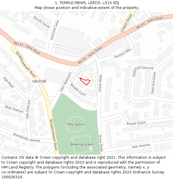 1, TEMPLE MEWS, LEEDS, LS15 0DJ: Location map and indicative extent of plot