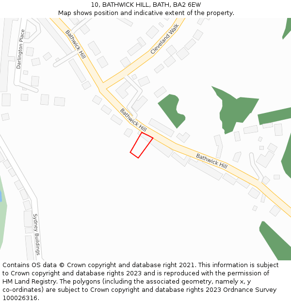 10, BATHWICK HILL, BATH, BA2 6EW: Location map and indicative extent of plot