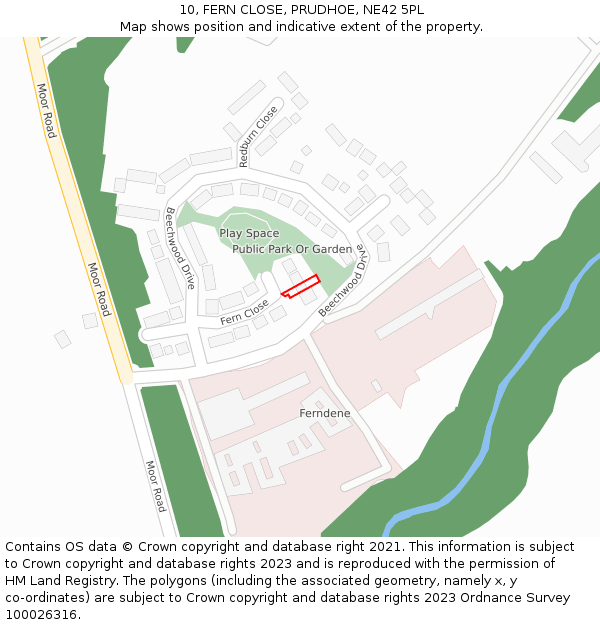 10, FERN CLOSE, PRUDHOE, NE42 5PL: Location map and indicative extent of plot