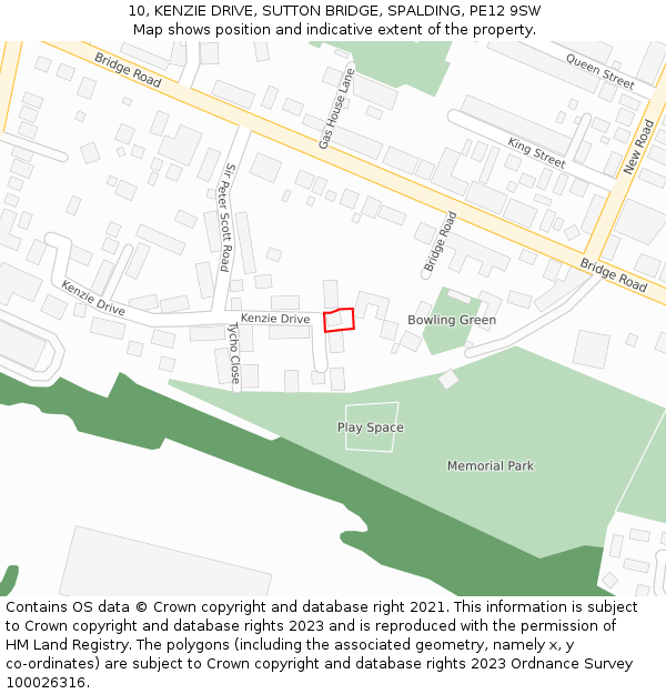 10, KENZIE DRIVE, SUTTON BRIDGE, SPALDING, PE12 9SW: Location map and indicative extent of plot