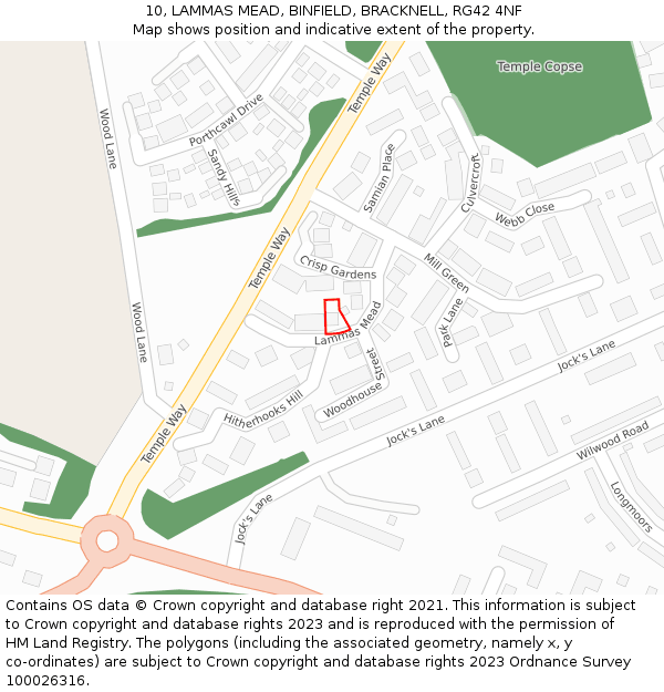 10, LAMMAS MEAD, BINFIELD, BRACKNELL, RG42 4NF: Location map and indicative extent of plot