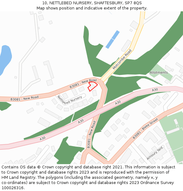 10, NETTLEBED NURSERY, SHAFTESBURY, SP7 8QS: Location map and indicative extent of plot