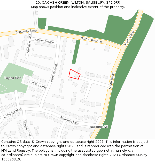 10, OAK ASH GREEN, WILTON, SALISBURY, SP2 0RR: Location map and indicative extent of plot