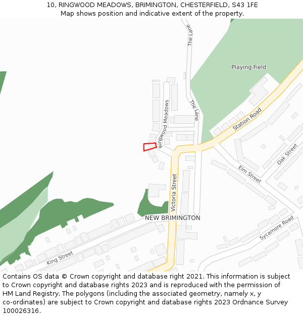 10, RINGWOOD MEADOWS, BRIMINGTON, CHESTERFIELD, S43 1FE: Location map and indicative extent of plot