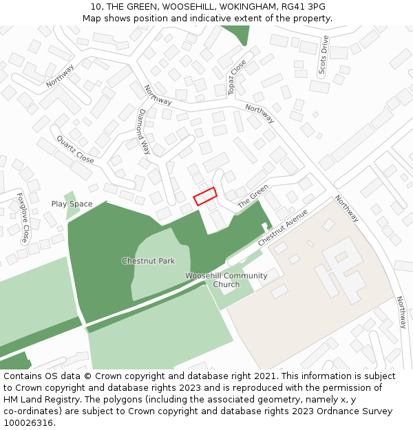10, THE GREEN, WOOSEHILL, WOKINGHAM, RG41 3PG: Location map and indicative extent of plot