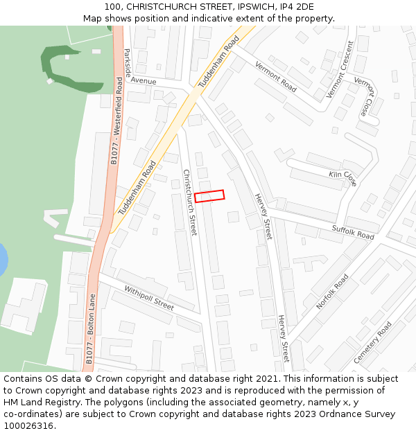 100, CHRISTCHURCH STREET, IPSWICH, IP4 2DE: Location map and indicative extent of plot