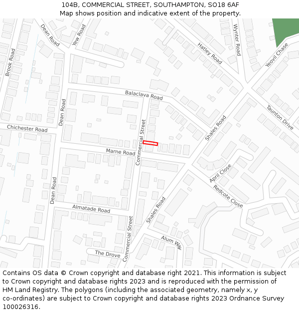 104B, COMMERCIAL STREET, SOUTHAMPTON, SO18 6AF: Location map and indicative extent of plot