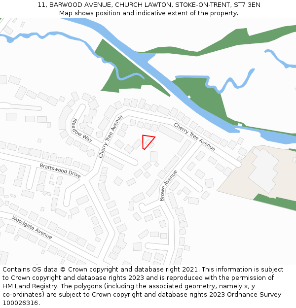 11, BARWOOD AVENUE, CHURCH LAWTON, STOKE-ON-TRENT, ST7 3EN: Location map and indicative extent of plot