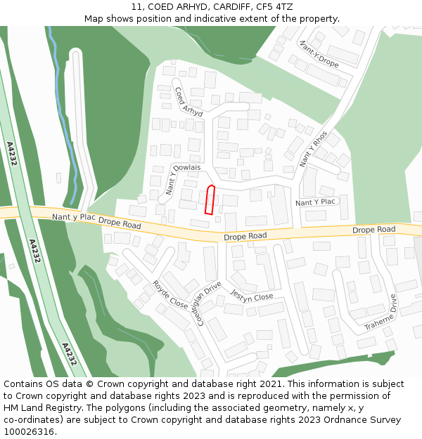 11, COED ARHYD, CARDIFF, CF5 4TZ: Location map and indicative extent of plot