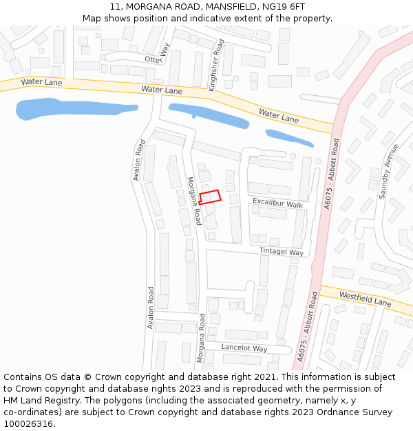 11, MORGANA ROAD, MANSFIELD, NG19 6FT: Location map and indicative extent of plot