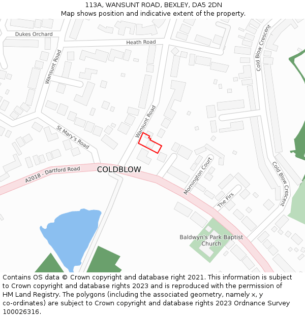 113A, WANSUNT ROAD, BEXLEY, DA5 2DN: Location map and indicative extent of plot