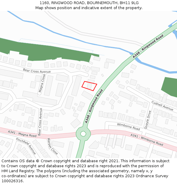 1160, RINGWOOD ROAD, BOURNEMOUTH, BH11 9LG: Location map and indicative extent of plot