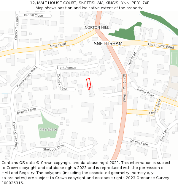 12, MALT HOUSE COURT, SNETTISHAM, KING'S LYNN, PE31 7XF: Location map and indicative extent of plot