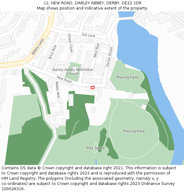 12, NEW ROAD, DARLEY ABBEY, DERBY, DE22 1DR: Location map and indicative extent of plot