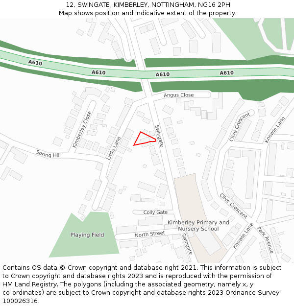 12, SWINGATE, KIMBERLEY, NOTTINGHAM, NG16 2PH: Location map and indicative extent of plot