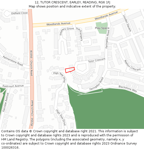 12, TUTOR CRESCENT, EARLEY, READING, RG6 1FJ: Location map and indicative extent of plot