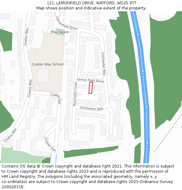 121, LEMONFIELD DRIVE, WATFORD, WD25 9TT: Location map and indicative extent of plot