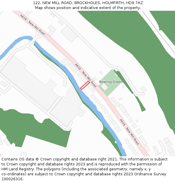 122, NEW MILL ROAD, BROCKHOLES, HOLMFIRTH, HD9 7AZ: Location map and indicative extent of plot