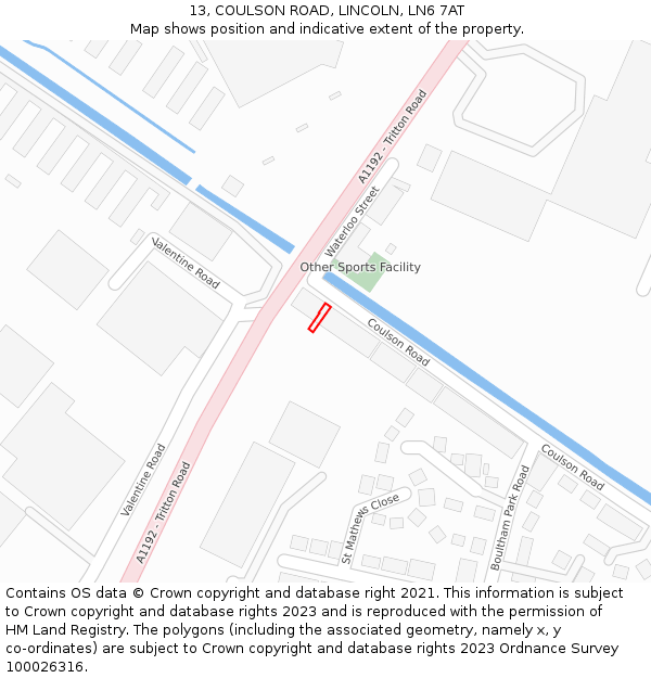 13, COULSON ROAD, LINCOLN, LN6 7AT: Location map and indicative extent of plot