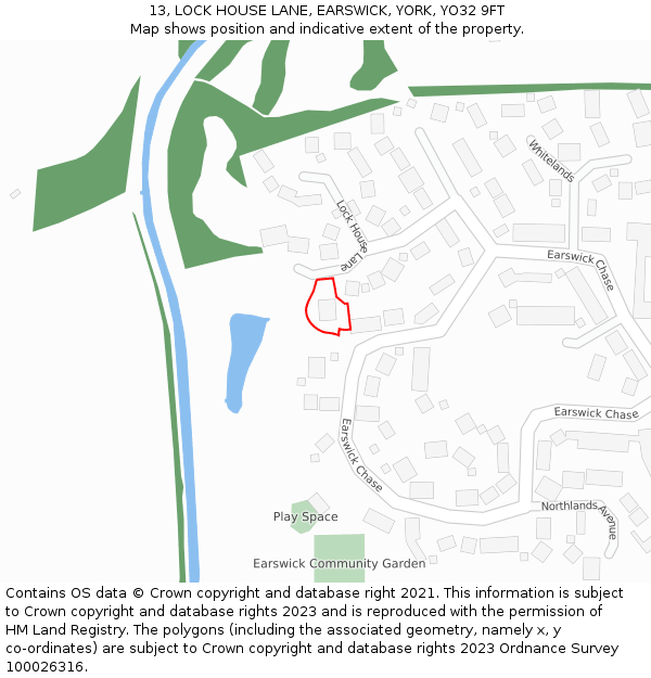 13, LOCK HOUSE LANE, EARSWICK, YORK, YO32 9FT: Location map and indicative extent of plot
