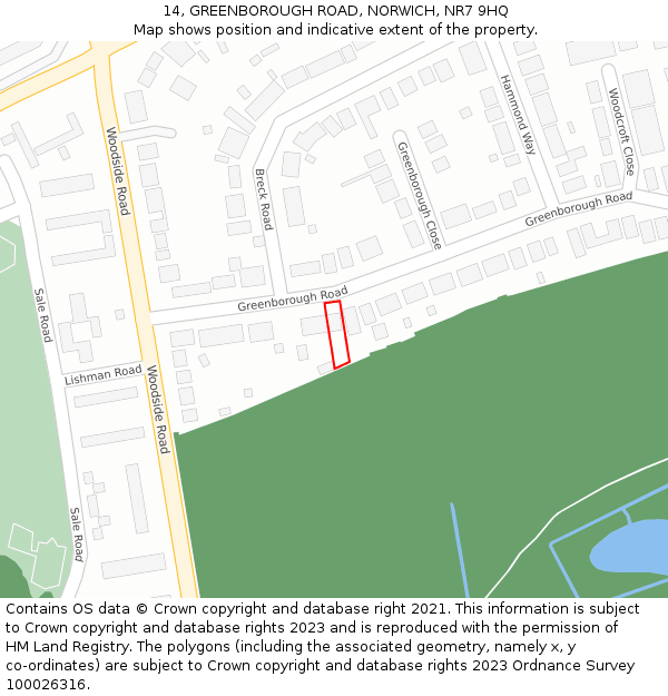 14, GREENBOROUGH ROAD, NORWICH, NR7 9HQ: Location map and indicative extent of plot