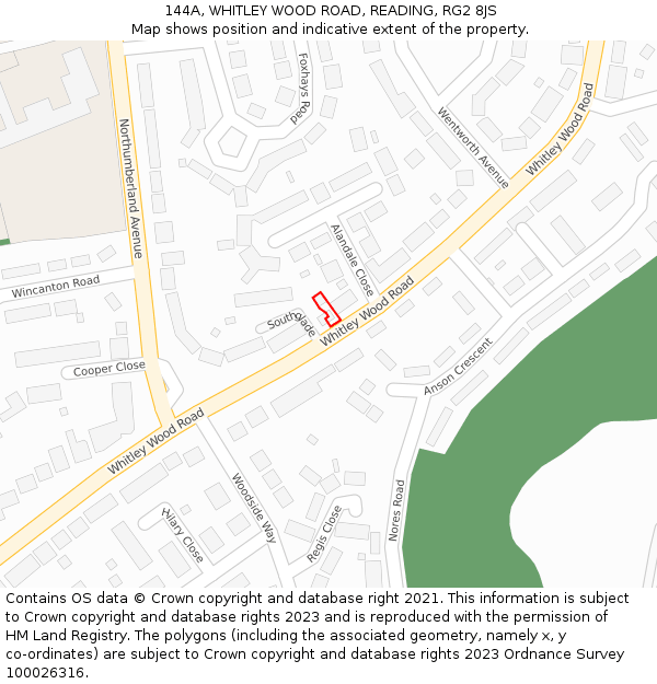144A, WHITLEY WOOD ROAD, READING, RG2 8JS: Location map and indicative extent of plot