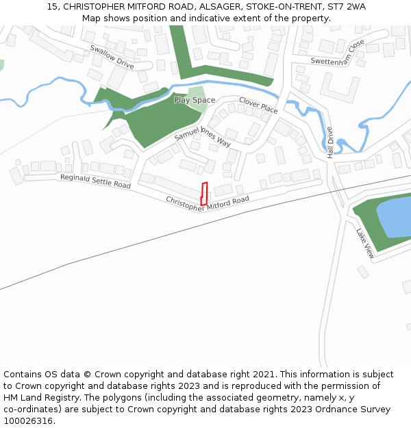 15, CHRISTOPHER MITFORD ROAD, ALSAGER, STOKE-ON-TRENT, ST7 2WA: Location map and indicative extent of plot
