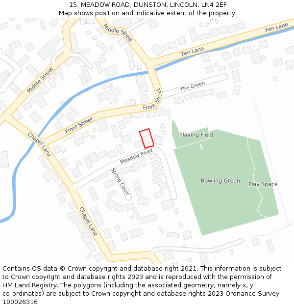 15, MEADOW ROAD, DUNSTON, LINCOLN, LN4 2EF: Location map and indicative extent of plot