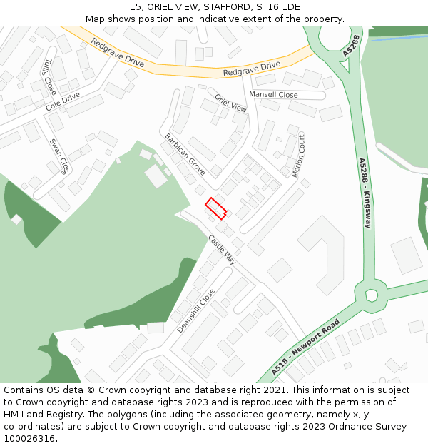 15, ORIEL VIEW, STAFFORD, ST16 1DE: Location map and indicative extent of plot