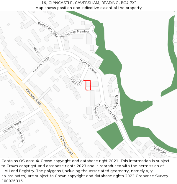 16, GLYNCASTLE, CAVERSHAM, READING, RG4 7XF: Location map and indicative extent of plot