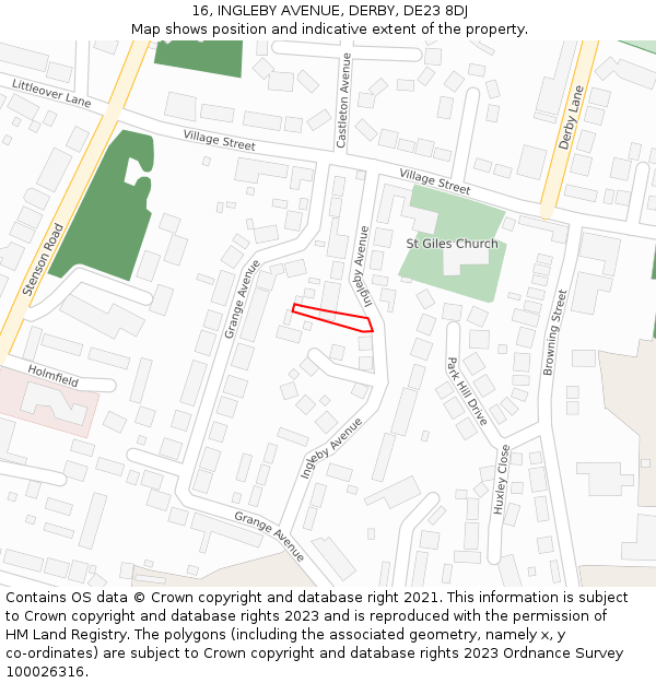 16, INGLEBY AVENUE, DERBY, DE23 8DJ: Location map and indicative extent of plot