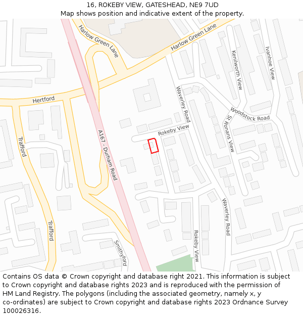 16, ROKEBY VIEW, GATESHEAD, NE9 7UD: Location map and indicative extent of plot