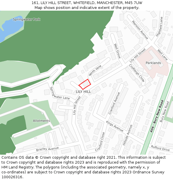 161, LILY HILL STREET, WHITEFIELD, MANCHESTER, M45 7UW: Location map and indicative extent of plot