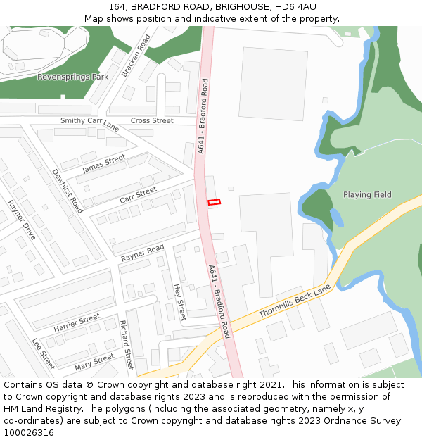 164, BRADFORD ROAD, BRIGHOUSE, HD6 4AU: Location map and indicative extent of plot
