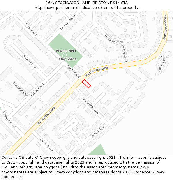 164, STOCKWOOD LANE, BRISTOL, BS14 8TA: Location map and indicative extent of plot