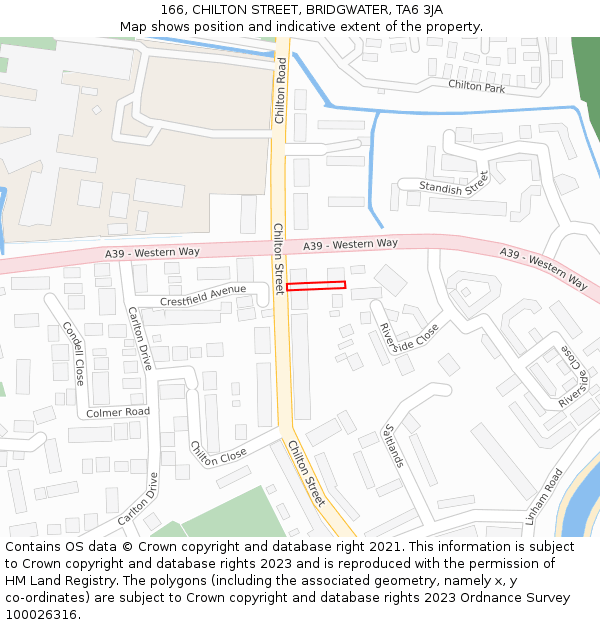 166, CHILTON STREET, BRIDGWATER, TA6 3JA: Location map and indicative extent of plot