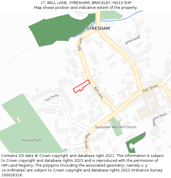 17, BELL LANE, SYRESHAM, BRACKLEY, NN13 5HP: Location map and indicative extent of plot
