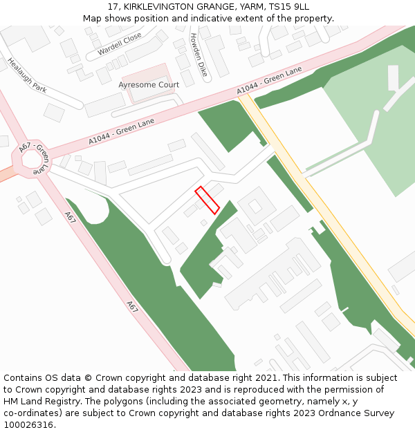 17, KIRKLEVINGTON GRANGE, YARM, TS15 9LL: Location map and indicative extent of plot