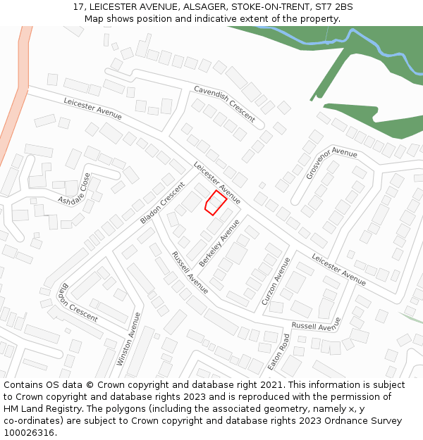 17, LEICESTER AVENUE, ALSAGER, STOKE-ON-TRENT, ST7 2BS: Location map and indicative extent of plot