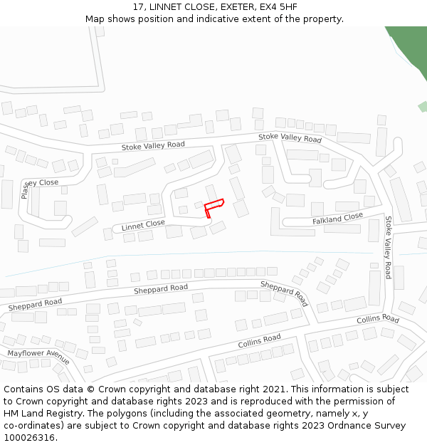 17, LINNET CLOSE, EXETER, EX4 5HF: Location map and indicative extent of plot
