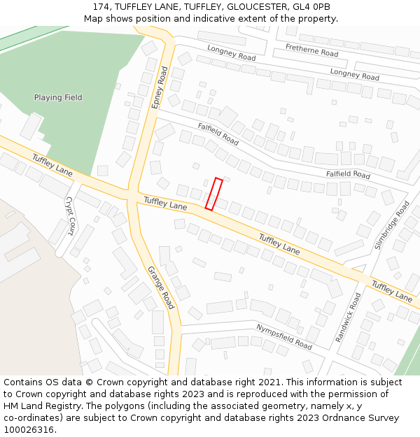 174, TUFFLEY LANE, TUFFLEY, GLOUCESTER, GL4 0PB: Location map and indicative extent of plot