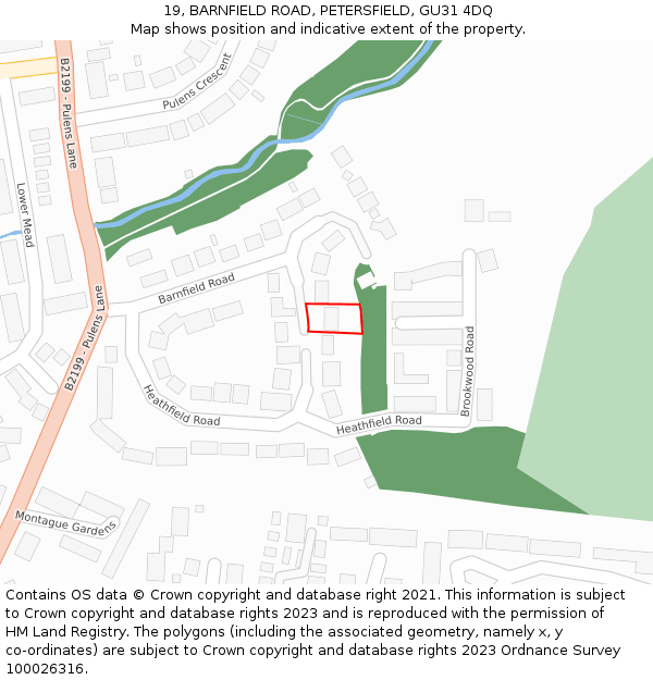 19, BARNFIELD ROAD, PETERSFIELD, GU31 4DQ: Location map and indicative extent of plot