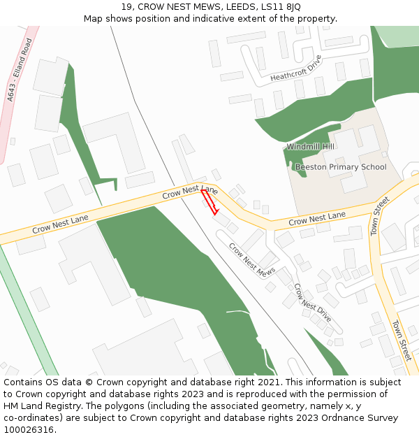 19, CROW NEST MEWS, LEEDS, LS11 8JQ: Location map and indicative extent of plot