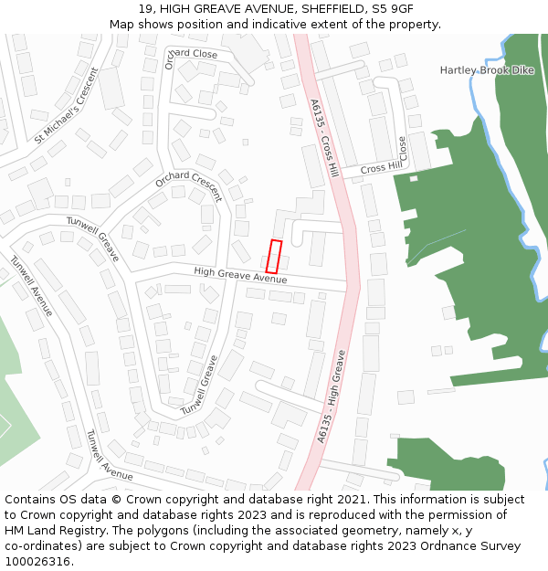 19, HIGH GREAVE AVENUE, SHEFFIELD, S5 9GF: Location map and indicative extent of plot