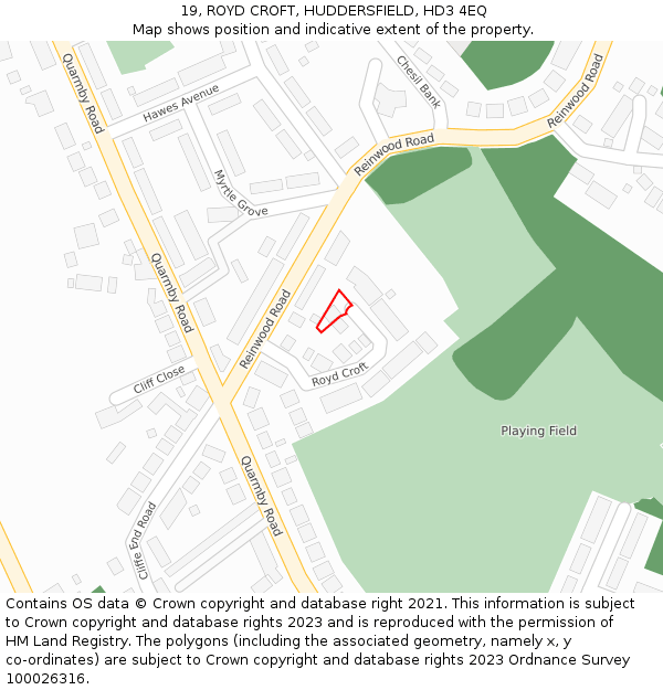19, ROYD CROFT, HUDDERSFIELD, HD3 4EQ: Location map and indicative extent of plot